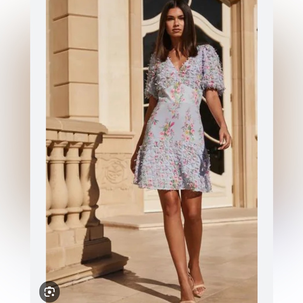 Floral Mini Dress in Light Blue